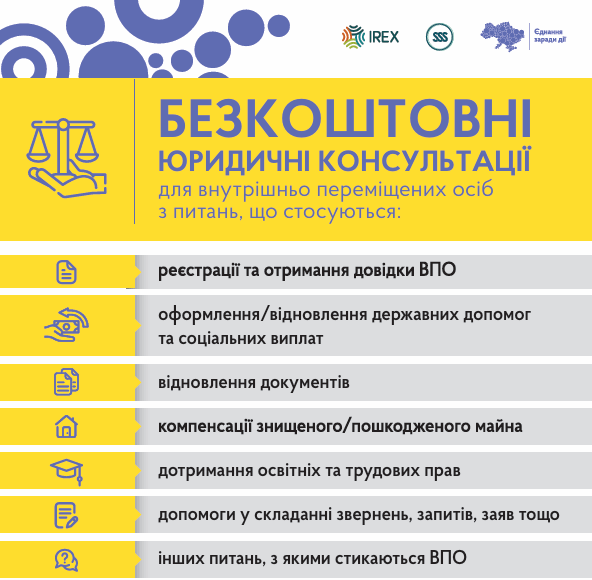 Free Legal Consultations for IDPs in the Zhytomyrska Oblast